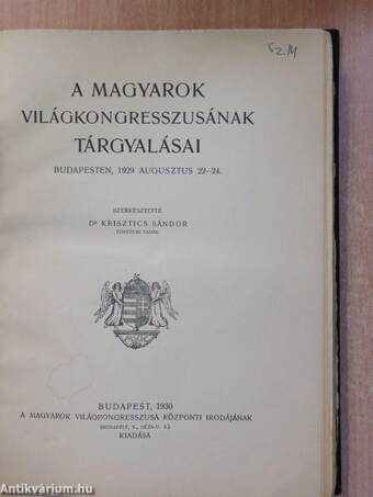 A magyarok világkongresszusának tárgyalásai