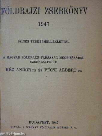 A Magyar Földrajzi Társaság Zsebkönyve 1947