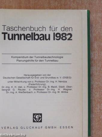 Taschenbuch für den Tunnelbau 1982