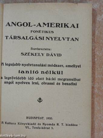 Angol-amerikai fonétikus társalgási nyelvtan I-III.