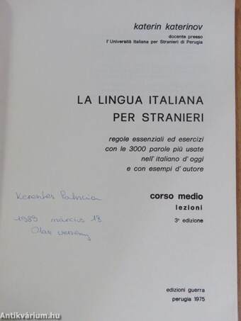 La lingua italiana per stranieri - Corso medio - Lezioni