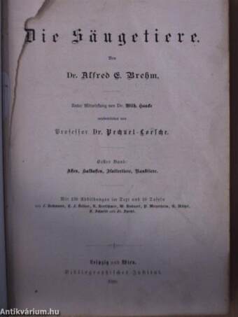 Brehms Tierleben I-X. (gótbetűs) (rossz állapotú)