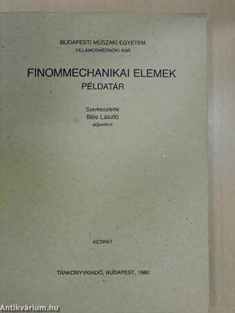 Finommechanikai elemek - Példatár