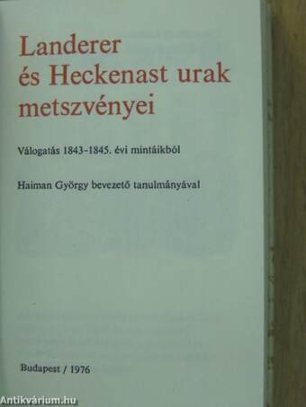 Landerer és Heckenast urak metszvényei/Legujabb iráspróbák Landerer és Heckenast pesti könyvnyomó-intézetéből (minikönyv) (számozott)