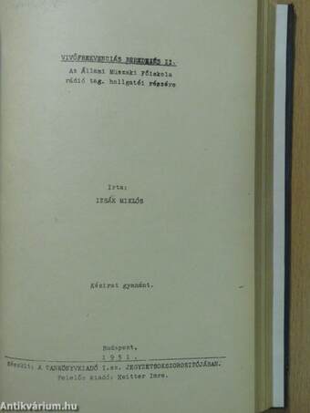 Távjelző és távbeszélő technika I./A távbeszélő technika elemei/Vivőfrekvenciás berendezés II./Távírótechnika I.