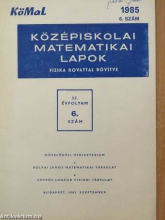 Középiskolai matematikai lapok 1985/6.