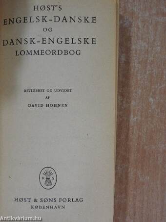 Host's English-Danish and Danish-English Pocket Dictionary/Host's Engelsk-Danske og Dansk-Engelske Lommeordbog