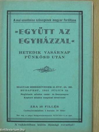 "Együtt az egyházzal" 1931. július 12.