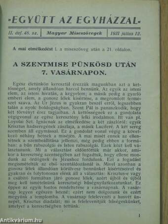 "Együtt az egyházzal" 1931. július 12.