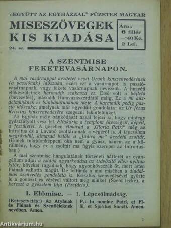 "Együtt az egyházzal" füzetes magyar miseszövegek kis kiadása 24.