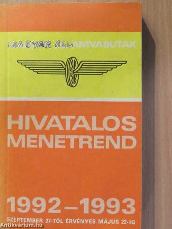 Hivatalos menetrend 1992-1993