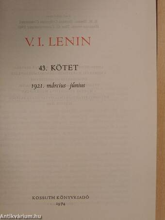 V. I. Lenin összes művei 43.