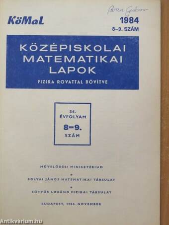 Középiskolai matematikai lapok 1984/8-9.