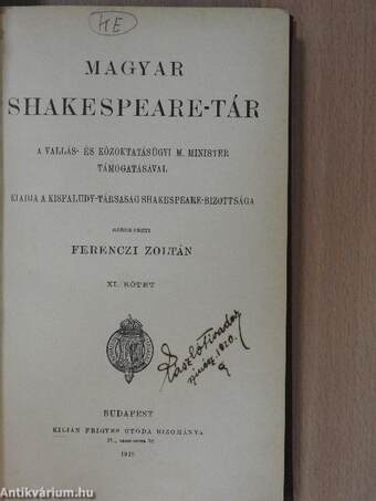 Magyar Shakespeare-tár XI.
