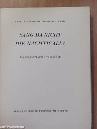 Sang da nicht die Nachtigall? - Lemezzel