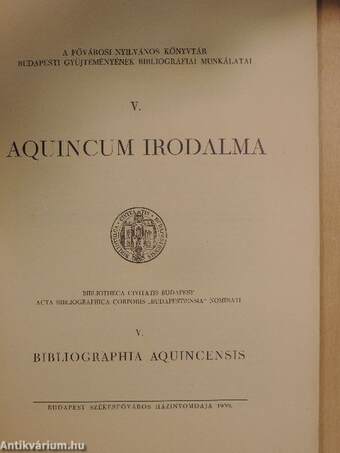 Aquincum irodalma