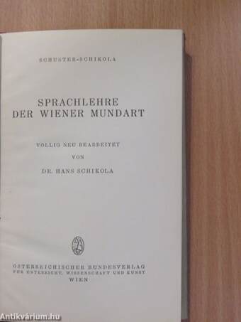 Sprachlehre der Wiener Mundart