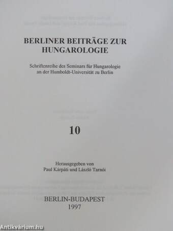 Berliner Beiträge zur Hungarologie 10.