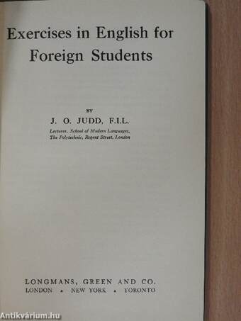 Exercises in English for Foreign Students