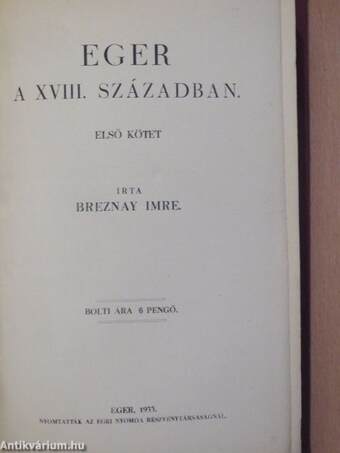 Eger a XVIII. században I. (töredék)