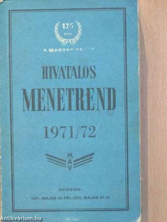 Hivatalos menetrend 1971/72