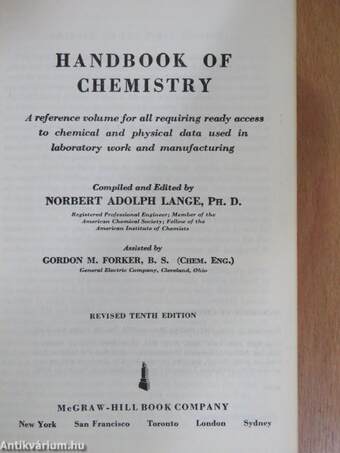 Lange's Handbook of Chemistry