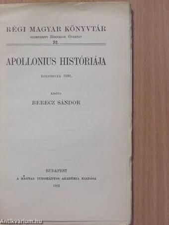 Apollonius históriája