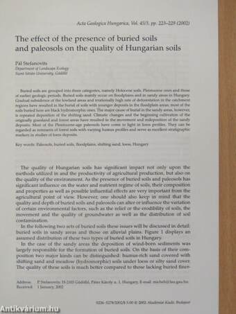 The effect of the presence of buried soils and paleosols on the quality of Hungarian soils