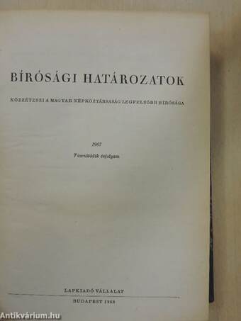 Bírósági határozatok 1967. január-december