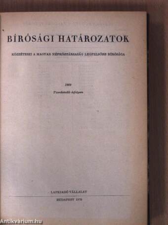 Bírósági határozatok 1969. január-december