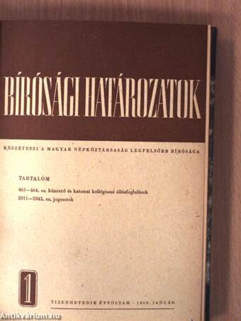 Bírósági határozatok 1969. január-december