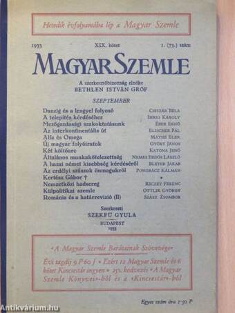 Magyar Szemle 1933. szeptember-december