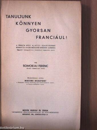 Tanuljunk könnyen, gyorsan franciául