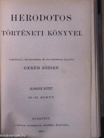 Herodotos történeti könyvei 1/I-III./Herodotos történeti könyvei 2/IV-VI.