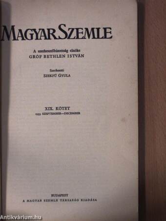 Magyar Szemle 1933. szeptember-december