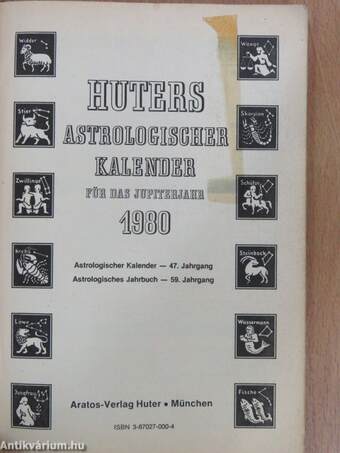 Huters Astrologischer Kalender für das Jupiterjahr 1980