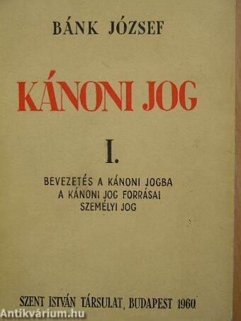 Kánoni jog I.