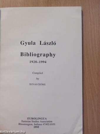 Gyula László Bibliography