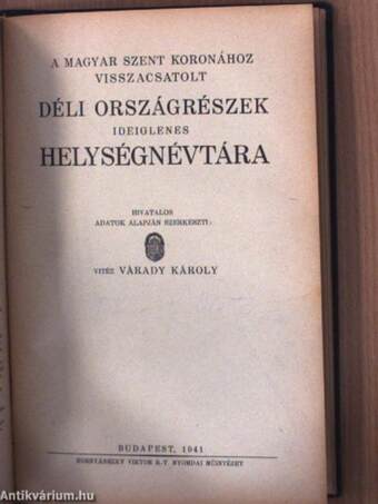 Csonka-Magyarország közigazgatási helységnévtára 1941.