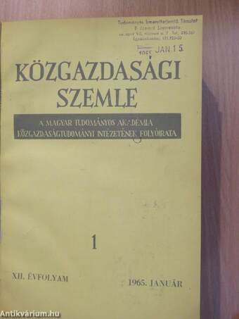 Közgazdasági Szemle 1965. január-december I-II.