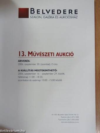 Belvedere 13. művészeti aukció