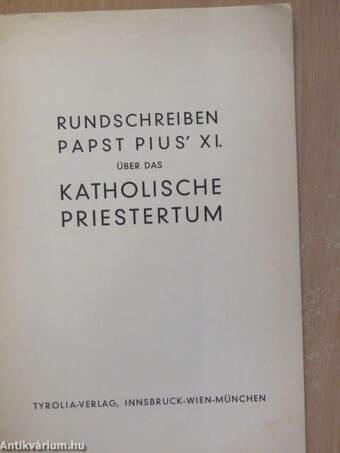 Rundschreiben Papst Pius' XI. über das katholische Priestertum