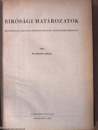 Bírósági határozatok 1968. január-december