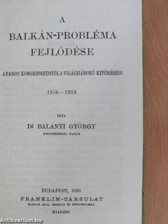 A Balkán-probléma fejlődése