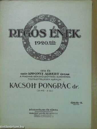 Regős ének 1920-ból