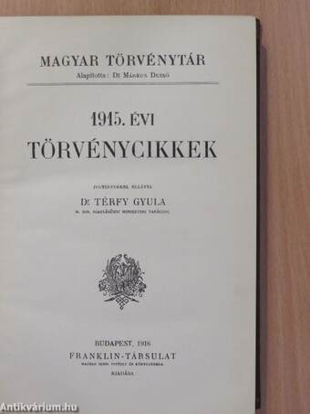 1915. évi törvénycikkek