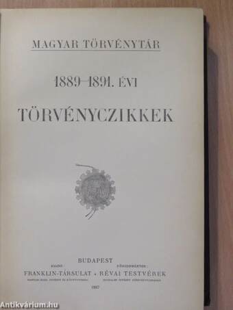 1889-1891. évi törvényczikkek