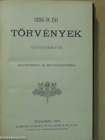 1896-ik évi törvények gyűjteménye