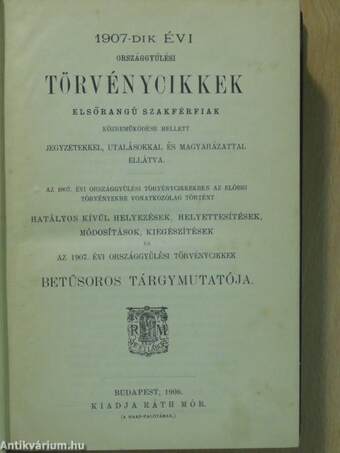 1907-dik évi országgyűlési törvénycikkek