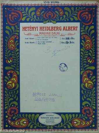 Hetényi Heidelberg Albert magyar dalai II.